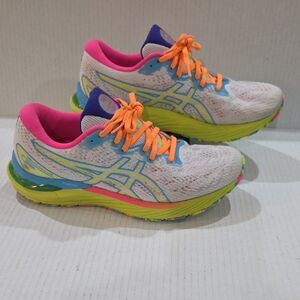 Asics Gel-Cumulus 23 Women's White and Neon Running Shoes Size 8